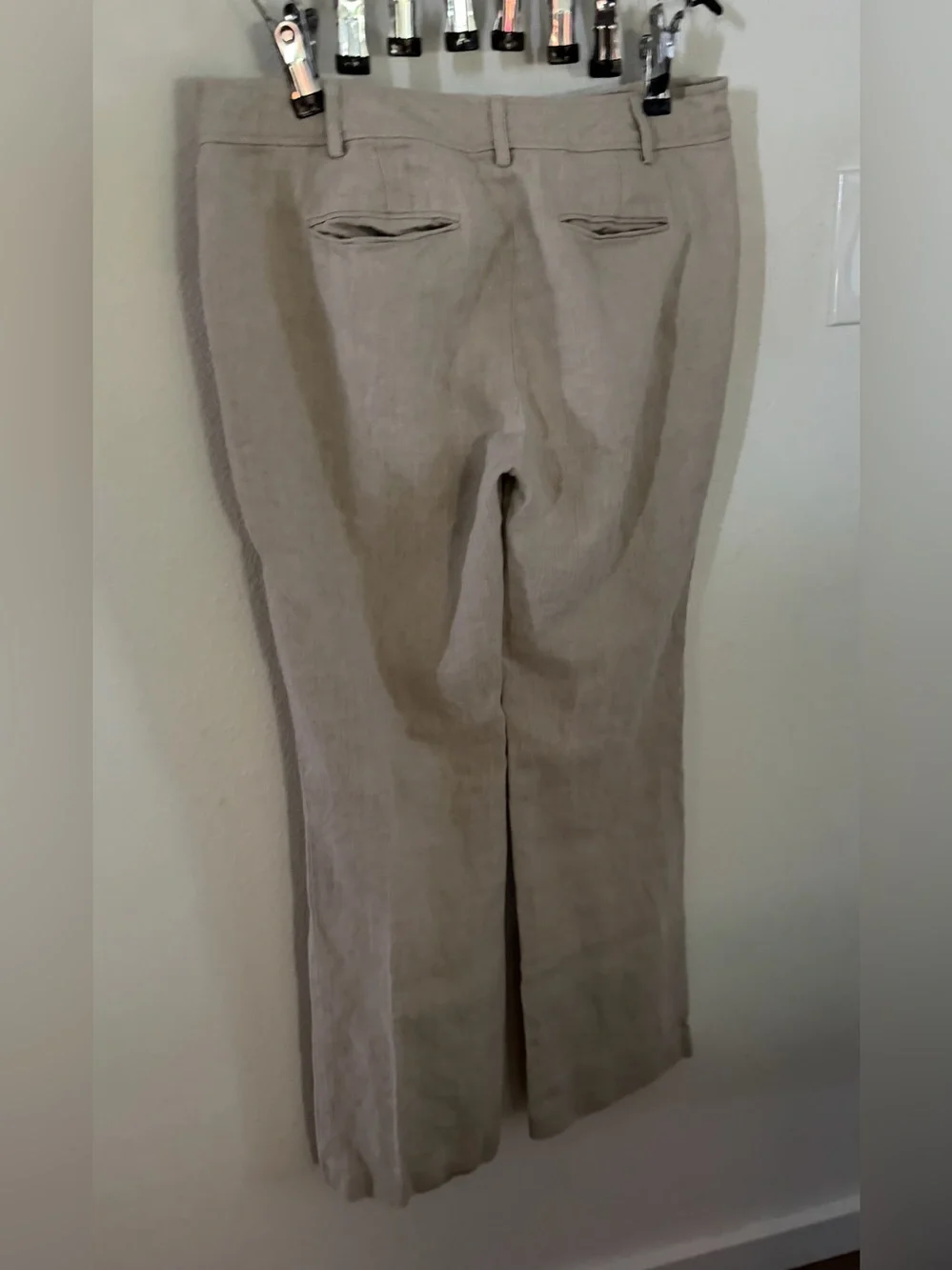 Michael Kors Taupe Boot-Cut Linen-Blend Pants